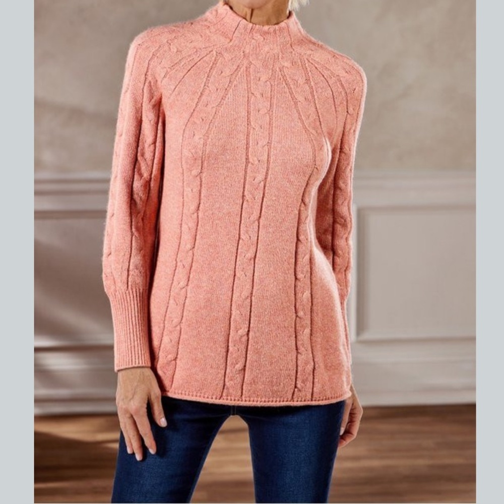 Nwt Soft Surrounding Xlp Cozy Cable Knit High Neck Longline Sweater Tunic